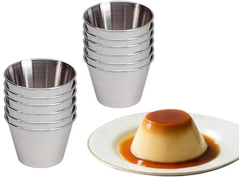 ARBUTUS 12 Flaneras Individuales de Acero Inoxidable,Molde para Flan Individuales,Molde para horno ideal para flanes, magdalenas, panacota, gelatina,Repostería,Salsas Ø7cm/Ø8cm/Ø9cm/Ø10cm. (10cm)