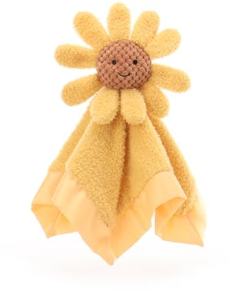 Apricot Lamb Sunflower Cute Comforter Plush Security Blanket for Baby Boy and Girl, Cuddly Lovey for Infant and Toddlers, Yellow 14x14 Inches