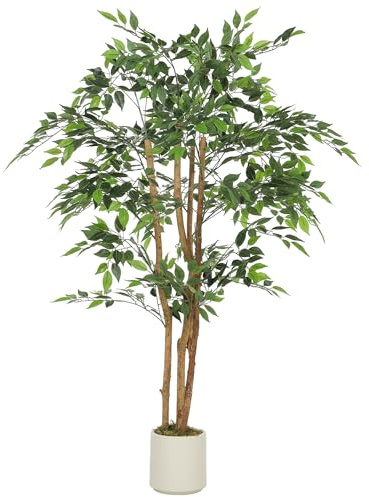 HOMCOM 150cm Artificial Ficus Tree Decorative Artificial Plant in Pot Green