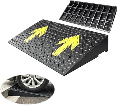 Rampe in plastica per auto, Rampa in Gomma for Carrozzine Auto Moto Nero 100x50x(8-20) cm(100x50x8cm)