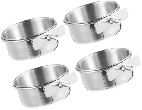 Homoyoyo Set 4 Ciotole in Acciaio Inox per Uccelli e Pappagalli, Mangiatoie Anti-morso per Piccoli Uccelli, Ciotole per Cibo e Acqua per Gabbie, Facile da Pulire e Resistente