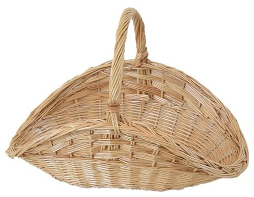 Großer muschelförmiger Weidenkorb mit Griff, Stabiler Rattan-Erntekorb für Picknick, Heimdekoration, Aufbewahrung für Obst, Gemüse, Brot, rustikaler Stil