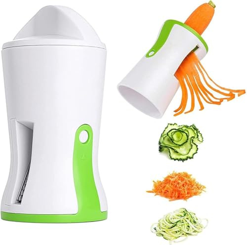 Espiralizador de Verduras, Cortador de Verdura Manual 3 in 1, Cortadora Espaguetis Calabacin Maquina Espiralizador de Mano para Zanahoria, Fruta, Pepino, Calabacín