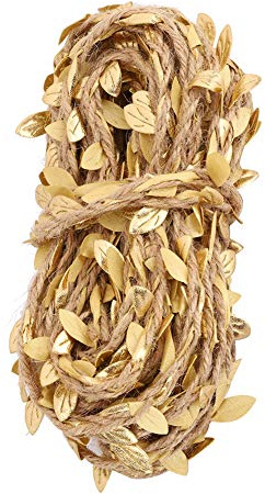 Vistreck 10 M Konstgjorda Bladrep Vine Garland - Gör-det-själv Hampa Dekoration för Bröllop och Fester (Guld)