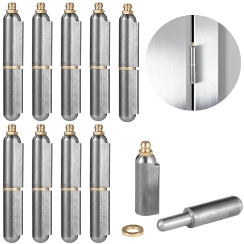 10 PCS 3-1/2 in Weld On Hinges with Grease Zerk, Weldable Hinge for Metal Gates, BBQ Smoker, Doors, Trailers, Toolboxes, and Welding Projects, 5/8 in Pin, Metal Pivot Hinge for Frames
