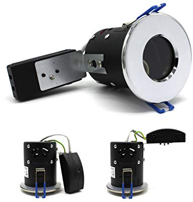 sanlumia 2 X LED Fire Rated Downlight Can GU10 Recessed Ceiling Twist & Lock Interchangeable Downlight IP65 Chrome