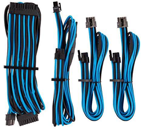 Corsair Starter-Set für Netzteile, einzeln geschützt, mit Ummantelung Typ 4 Gen 4 Premium - Blau/Schwarz, One size