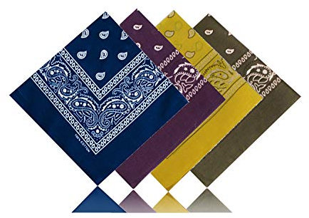 Bandana 4er Set Paisley Muster Scarf Nikki Tuch Kopftuch Cotton 100% Baumwolle Travel Reisen Schal Headwrap (Dunkel Blau, Dunkel Lila, Gelb, Olive)