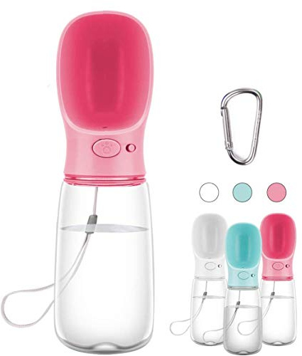 COTOP Botella para Perros, 550ml dispensador de Agua Antibacteriano para Mascotas, Taza para Beber para Mascotas al Aire Libre (Rosa)