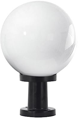 BEL AIR HOME - Sobremuro Exterior AMBIENTE - Bola de Policarbonato de 25 cm y Portalámparas E-27 - Negro para Bombillas LED - Altura 37 cm - Iluminación de Calidad y Respetuosa con el Medio Ambiente