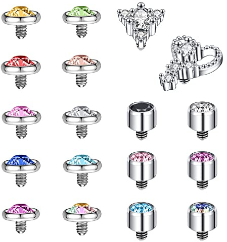 ZS 16G Edelstahl Dermal Anchor Piercing Diamant Dermal Aufsatz Ersatz CZ Haut Microdermal Piercing Schmuck für Männer Frauen