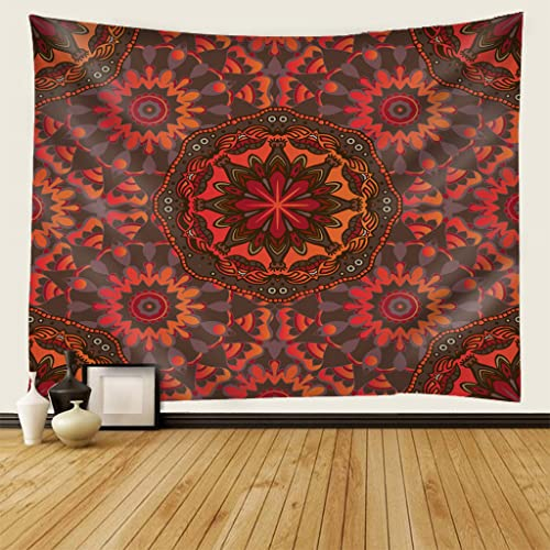 EHOMERY Wandteppich Gemälde Wandbehänge Aus Stoff Rot Mandala Abstrakte Psychedelische Kunst XXL Strandtuch Herren Wandbehang Deko Wandschmuck Groß Schlafzimmer Wanddekoration 102X94 Inches