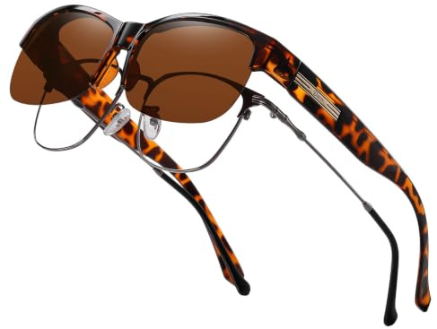 DUCO Herren und Damen Sonnenbrillen Polarisiert Unisex Brille Überbrille für Brillenträger Fit over Polbrille 8960 (Tortoise)