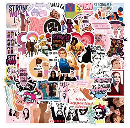 50Pcs Feminist Stickers, Bulk Women's Libbers Equal Rights Indie Mirror Stickers Packs for Skateboard, Water Bottles, Laptop, Bike, Vinyl Waterproof Awareness Girl Power Decals for Women Girls Power