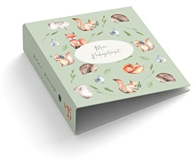 Ringordner | Ordner | Wunschtext bedrucken lassen | Waldtiere | Meine Kindergartenzeit | Mit Griffloch | für DIN A4 | personalisiert | 7,4 cm breit | Erinnerungen