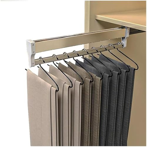 GIVROLDZ Extractible Porte Pantalon Coulissant en Acier Inoxydable Push-Pull Porte Pantalon Coulissant Armoire Organisateur Support Porte Cintre Coulissant pour Armoire Garde-Robe (300mm)