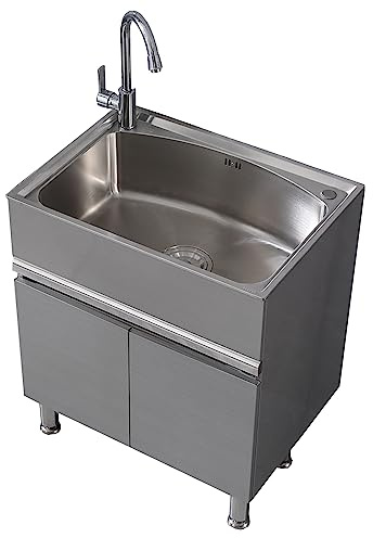TRGCJGH Mobile Lavatoio in acciaio inox, Compact Mobile da Bagno con lavabo, Mobile con lavello, Per Cucine, Ristoranti, Hotel(60x40cm/23.6x15.7in)
