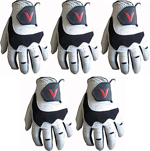 Generic 5-Pack Cabretta Leather Golf Gloves | Ultra Grip & Breathable | Left Hand Glove For Right Handed Golfer | Men's Golf Accessories