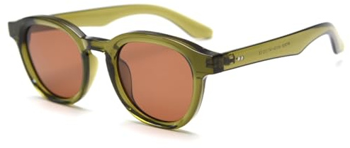kachawoo Polarisierte Sonnenbrille Männer Frauen Quadratische Sonnenbrille Retro Brillen TR90 Rahmen Brillen (olive green brown)