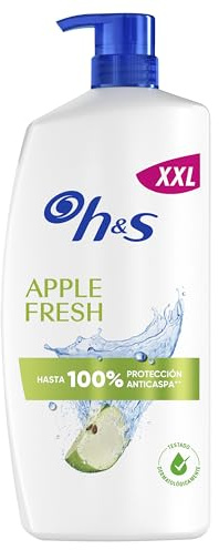 H&S Apple Fresh Champú Anticaspa 1000ml Con Dispensador, Para Uso Diario. Hasta 100% De Protección Anticaspa, Clínicamente Probado. Para Todo Tipo de Pelo y Cuero Cabelludo. Frescor, Aroma a Manzana