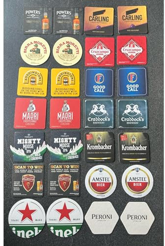 Generic Midlands Bar Suppliers - Pub Paraphenalia Traditional Beer Mats, Beer Coasters, Multi-Colour, Pack of 28-14 Designs - Pub Mancave