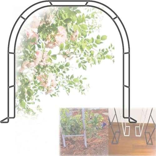 WCQSYY Arco da Giardino in Metallo,Arco per Rose per Piante Rampicanti,Resistente Padiglione da Giardino,Traliccio,Pergolati alle Intemperie E Autoportante,con Base,Facile da Montare,Nero,W1.4M*H2.3M