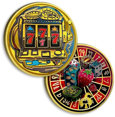 Einzigartige Roulette Casino Glücksmünze, 777 Slots Glücksbringer, Hufeisen-Karten-Wachmünze, Klee-Poker-Chip, Las Vegas Casino-Zubehör, Sammlerstücke, Geschenke für Männer und Frauen