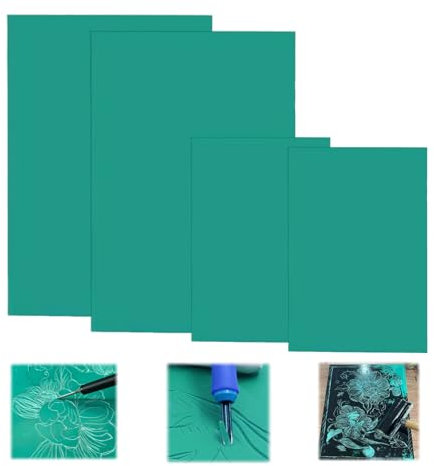 LNGJIN 4 Stück Linoleum Platte PVC, 2A4 + 2A6 Carving Block for Artists, Weichgummi Linoldruck Platte, Gummi Linoleum Blöcke für Stempel Selber Machen, Gravieren und Druckprojekte