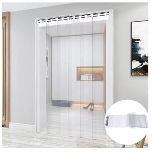 WXQTM Streifenvorhänge Aus Kunststoff Transparenter PVC-Kühlschrankvorhang Anti-UV Wärmeisolierung Industrielle Streifenvorhänge, für Garagen und Innenhöfe (0.75x2.1m)