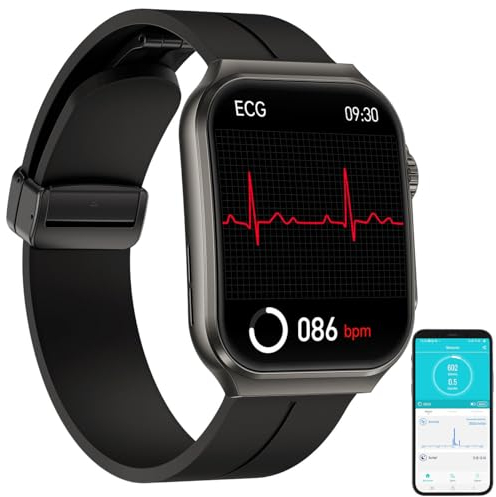 Newgen Medicals Smartwatch: Smarte Fitness-Uhr mit EKG-, Blutdruck- und Körpertemperatur-Anzeige (Blutdruck Smartwatch, EKG, Freisprecheinrichtung)