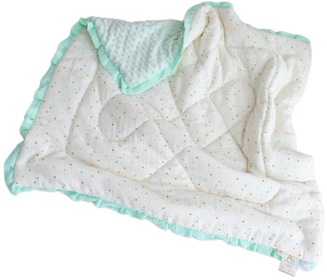 Lerpwige Coperta per bambini morbida trapunta con bordo in pizzo e retro a pois che offre una calda coperta morbida e traspirante per bambini
