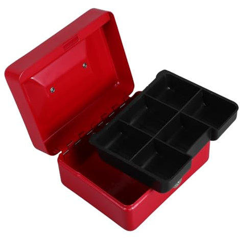 HOMSFOU Lock Box Mit Schlüssel Tragbare Eisenbox Für Geld Und Dokumente Aufbewahrungslösung Für Zuhause Und Auto Für Bargeld Und Wichtige Unterlagen