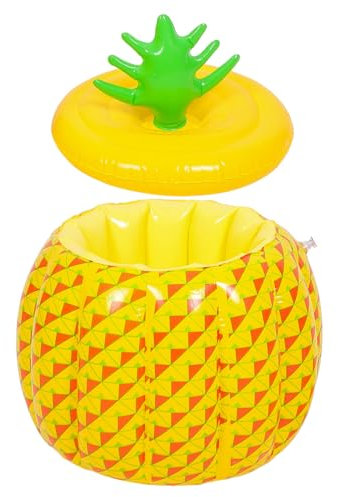 DECHOUS Inflatable Ice Bucket, Pineapple Shape PVC Beer Cooler, Foldable Lightweight Design for Outdoor Travelling, Unique Creative Yellow Ice Holder for Parties