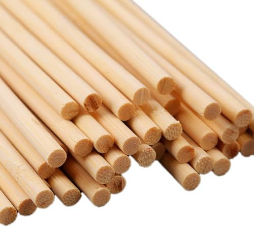 Blausky 30 Stück Natürlicher Holzstäbchen,Natur Bambusstäbe Rundstäbe zum Basteln Rundhölzer Lange Holzstab Bastelstäbe aus Bambus Holzbau-Stöcke für Modellbau DIY Handwerk und Deko,5mmx60cm