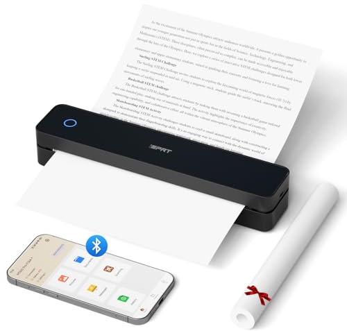 iDPRT Portable Thermal Printer, MT610 Pro Wireless for Travel, 300 DPI Bluetooth Inkless Printer Support 8.5 X 11 US Letter&A4&A5 Thermal Paper for Home, Compatible with iOS, Android, Laptop, Black