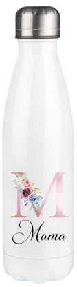 Personalisierte Isolierflasche mit Initialien und Namen, 350/500/750 ml, Edelstahl (Rosa, 500ml)