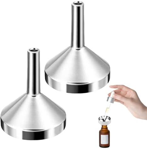 2 Pièces Mini Entonnoir en Métal - Petit Entonnoir en Aluminium pour Remplissage de Parfum, Huiles Essentielles et Mini Bouteilles - Entonnoirs de Transfert pour Liquides et Cosmétiques