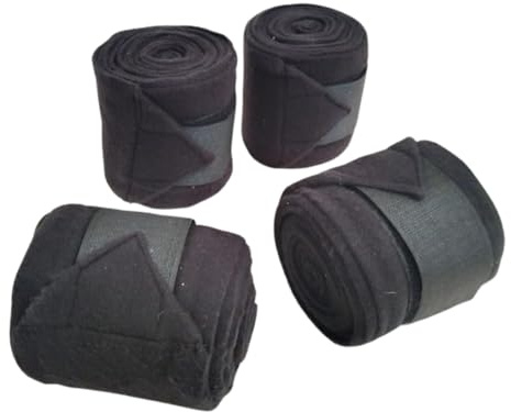 SIE EQUESTRIAN Horse Leg Bandage/Horse Leg wrap (Set of 4) Red, Blue, Navy Blue, Black, Pink, and White (BLACK)