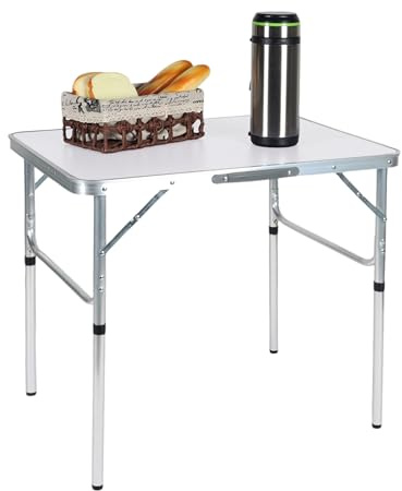 Relaxdays Campingtisch, klappbar, höhenverstellbar, HxBxT:70x75x55 cm, Aluminium, MDF, wetterfest, Gartentisch, Farbwahl | Aluminium, MDF, wetterfest, Gartentisch