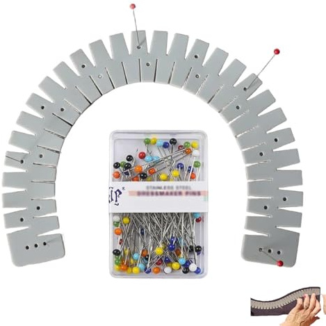 Bügellineal, Bügellineal Hitzebeständig, Kurvenlineal, Hitzebeständiges Bügellineal, Graues Silikon-Nähwerkzeug Set Mit 1 Bügellineal Und 1 Box Farbiger Nadeln, Ideal Für Nähen Und Bügeln ﻿