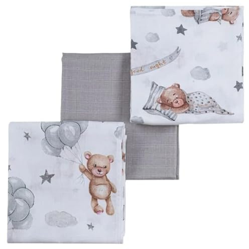 ANDER Spucktücher Baby 60x80 cm – 100% Bio-Baumwolle 3er Set – Weich atmungsaktiv und wiederverwendbar – umweltfreundliche Stoffwindeln für Neugeborene und Babys