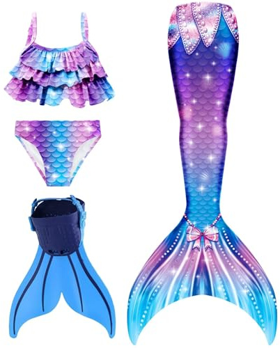 DNFUN Monofin with Girls Bathing Suit