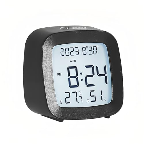 Lancoon LCD Kleiner Wecker mit Touch Button Temperatur Luftfeuchtigkeit Desktop Max/Mix Record 12/24 Stunden Woche Kalender für Zuhause Nachttisch Büro Studenten Tisch