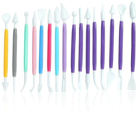 IDNVFY Herramientas De Escultura De Plástico De 16 Piezas, Herramientas De Cerámica, Producción De Bricolaje Hecha A Mano para Niños, Herramientas De Decoración De Pasteles.
