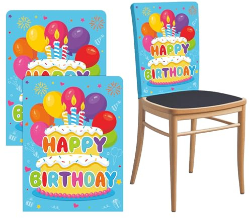 CharmBurst 2 Stück Geburtstags Stuhlbezüge Bunte Stuhlbezüge Klassenzimmer Dekorationen Happy Birthday Esszimmer Stuhlhussen Kindergeburtstag Party Dekor Für Schule