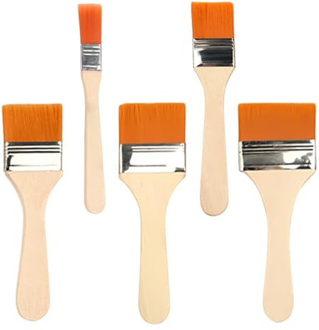 Paint Brush, Paint Brush Set for Painting Walls and Fence Staining, Wooden Handle Masonry Paint Brushes for Varnish, Paste, Gesso and Limewash (5 pcs)