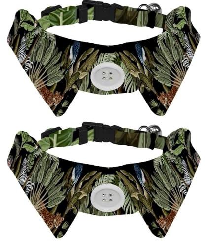 Collier pour chien avec nœud papillon, collier de smoking formel réglable pour chien avec collier de chemise amovible, collier pour chat de petite taille, arbre tropical, palmier, banane, jungle