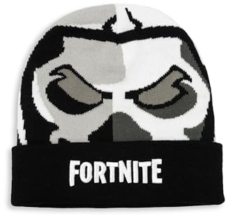 Fortnite Berretto da ragazzo | Logo design a maglia | Accessori invernali caldi per gli appassionati di gioco | Perfetto per giochi all'aperto Merch, Teschio, Taglia unica