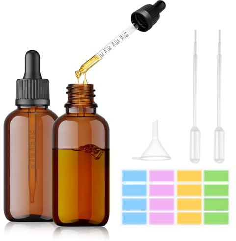 2 Stück Pipettenflaschen, 50ml Braunglasflasche, Pipetten Glasflasche | Wiederverwendbare Pipetten Glasflasche, mit Tropfenpipette, Für ätherische öL, ParfüMöLe, Aromatherapie, DüFte, FlüSsigkeit