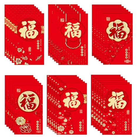 36 Stück Chinesische Neujahr Rote Umschläge, Chinesisches Neujahr Rote Umschläge, für Frühlingsfest Geburtstag Babyparty